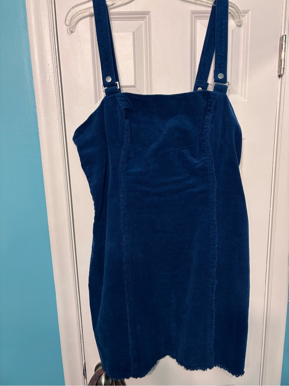 Forever 21 Navy Blue Corduroy Pinafore Dress
